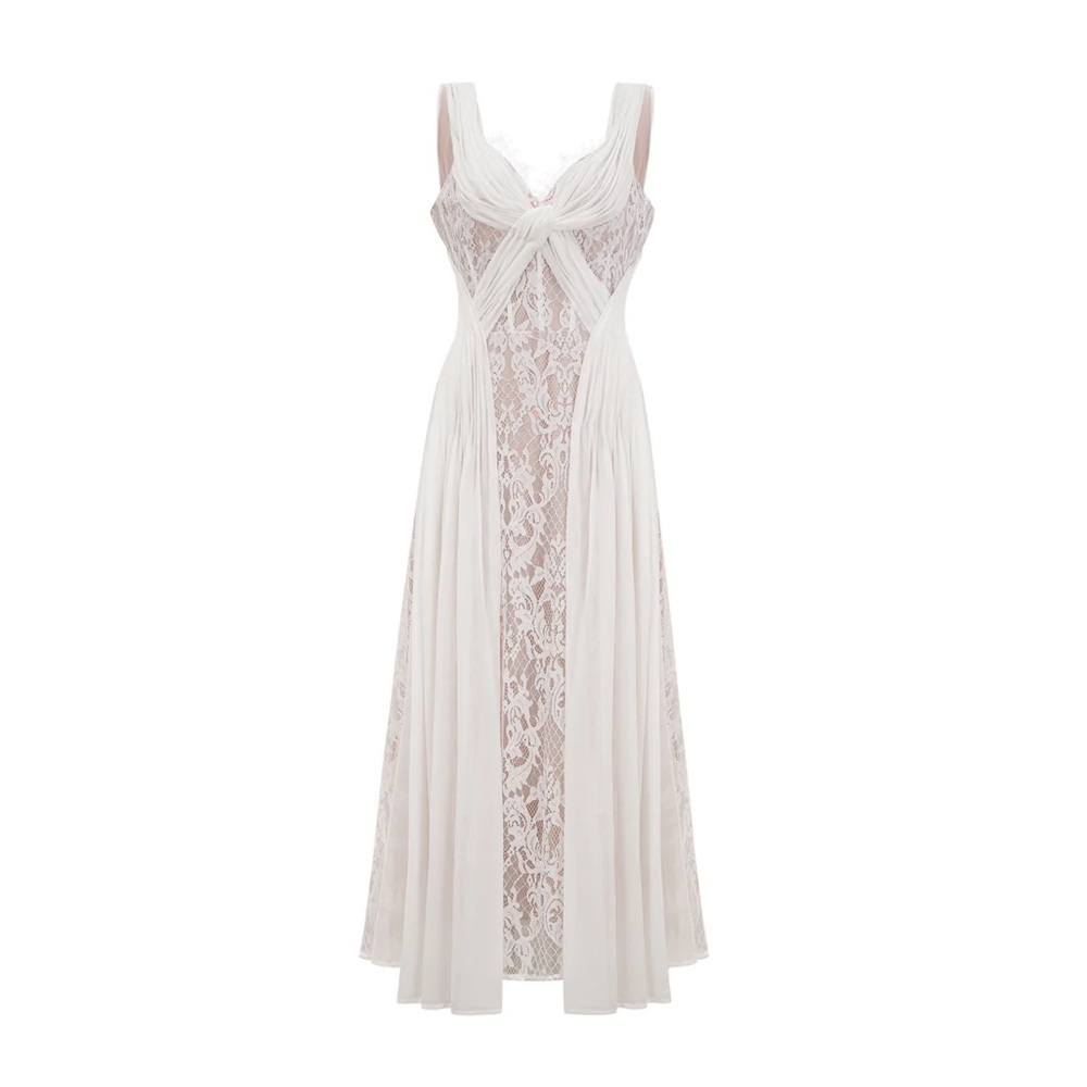 Elegant White Bridal Lace Dress - Picture 3 of 10